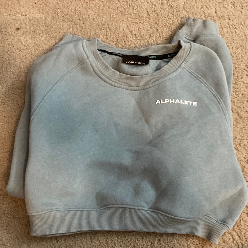 Blue Cropped Alphalete Crewneck Sweatshirt